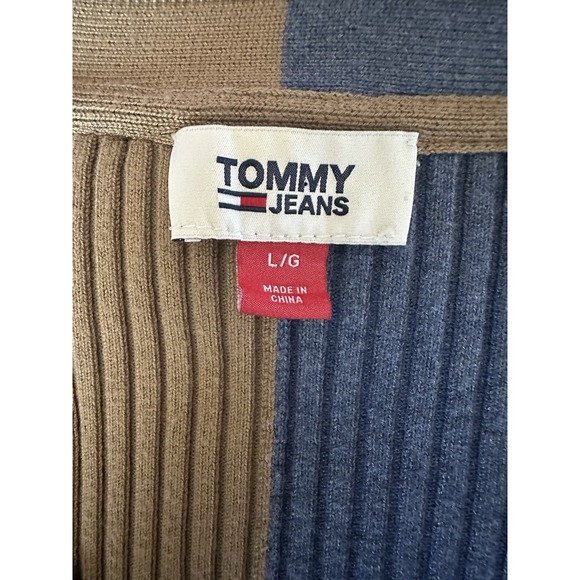 Y2K Inspired Colorblock Tommy Jeans Women's Cropped Button Down Cardigan Size L - Picture 5 of 8